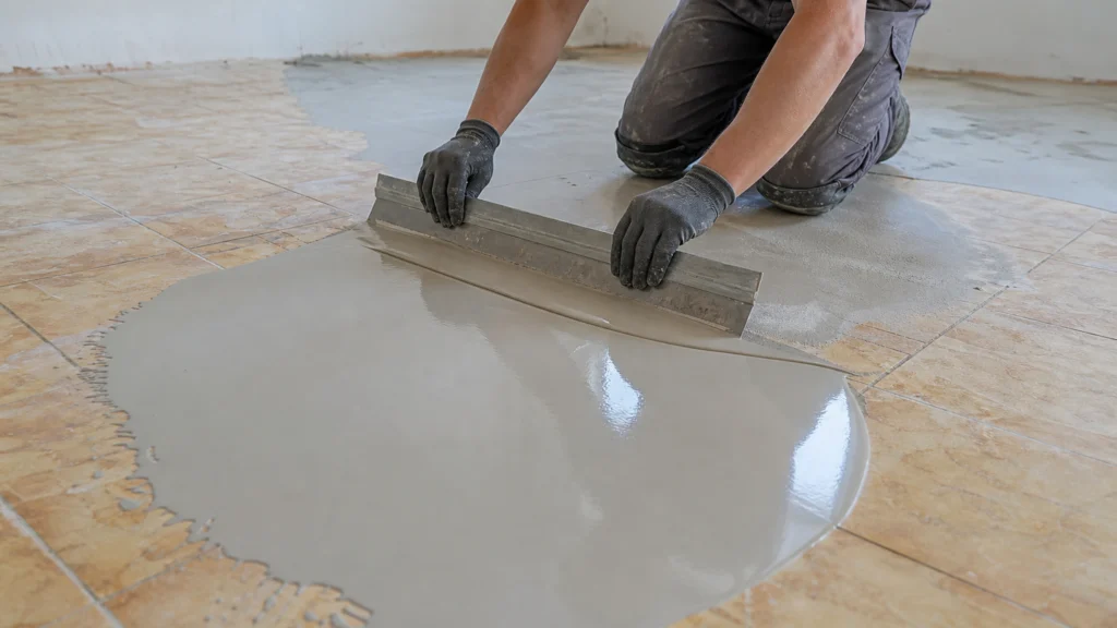 Illustration éditoriale pour l’article « Comment faire un ragréage sur du carrelage efficacement »