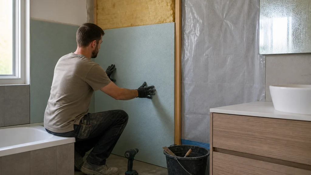 Illustration éditoriale pour l’article « Isoler une salle de bain humide pour un confort durable »