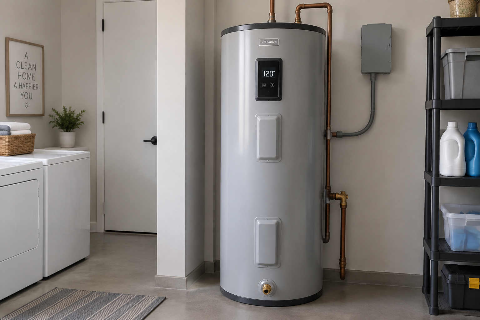 Chauffe-eau électrique moderne installé dans un local technique